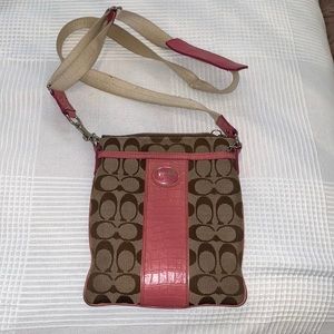 coach tan and pink messenger crossbody
